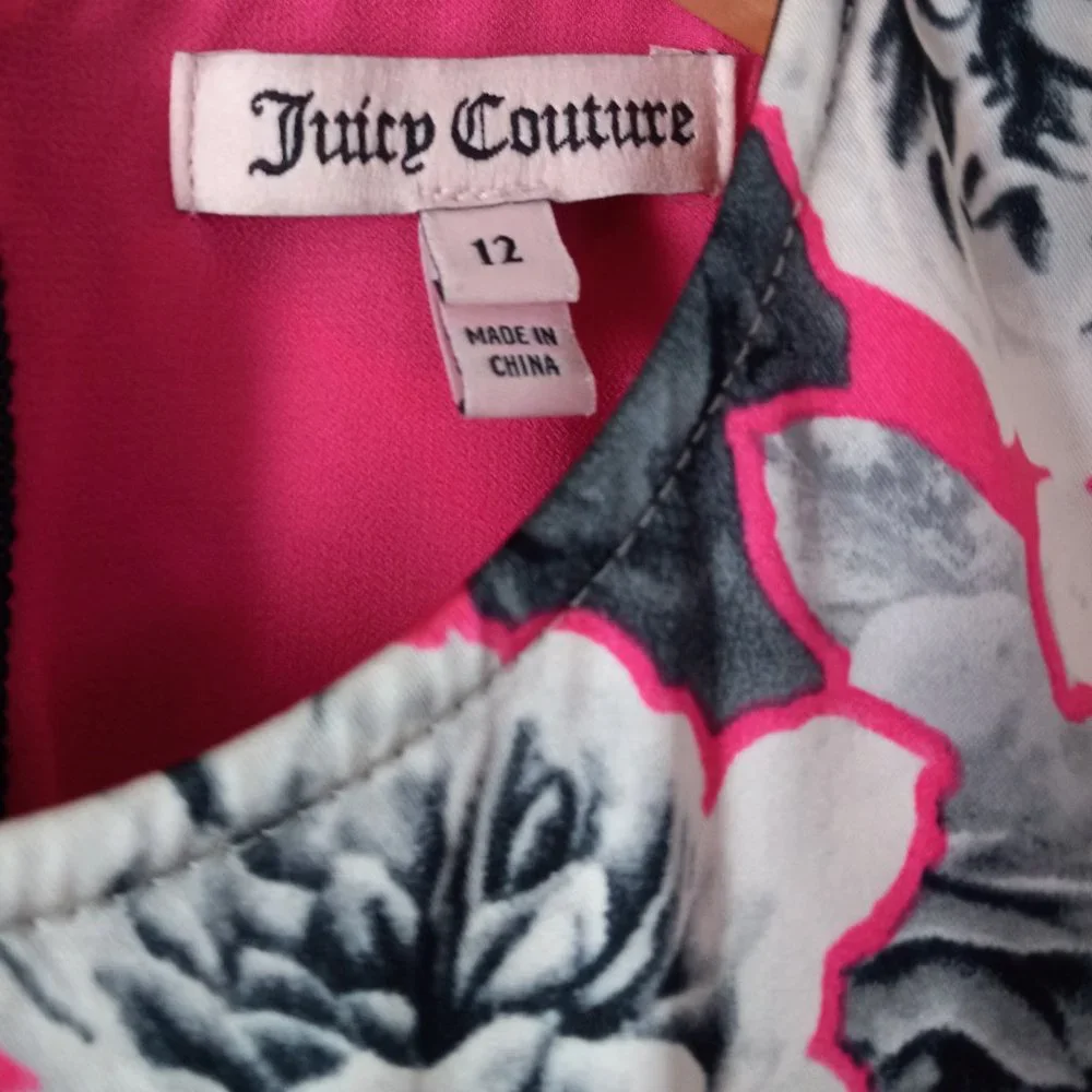 Juicy Couture GUC Girls Midi Dress Size 12 Black & Dark Pink - Picture 2 of 10